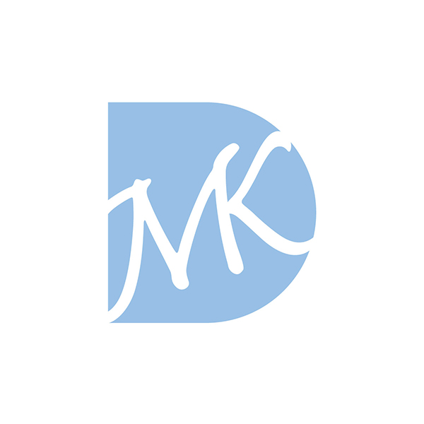 M. K. D. monogram in light blue and white.